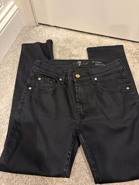 7 For All Mankind Black Skinny Jeans with Gold Hardware
